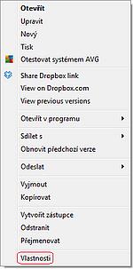 Druhá možnost je založena na vyvolání lokální nabídky, kdy najedeme myší na soubor nebo složku a stiskneme pravé tlačítko myši. V otevřené lokální nabídce potom vybereme příslušnou volbu.