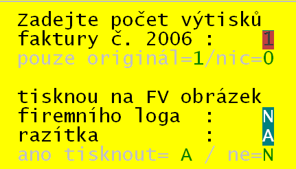 dotaz na tisk obrázků Budete-li mít nastaveno u obrázku loga, či razítka, že se má provádět před tiskem faktury dotaz na jejich tisk, bude na to program reagovat následovně.