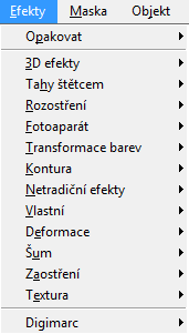 KATEGORIE SPECIÁLNÍCH EFEKTŮ 3D efekty Tahy štětcem Rozostření Fotoaparát Transformace barev