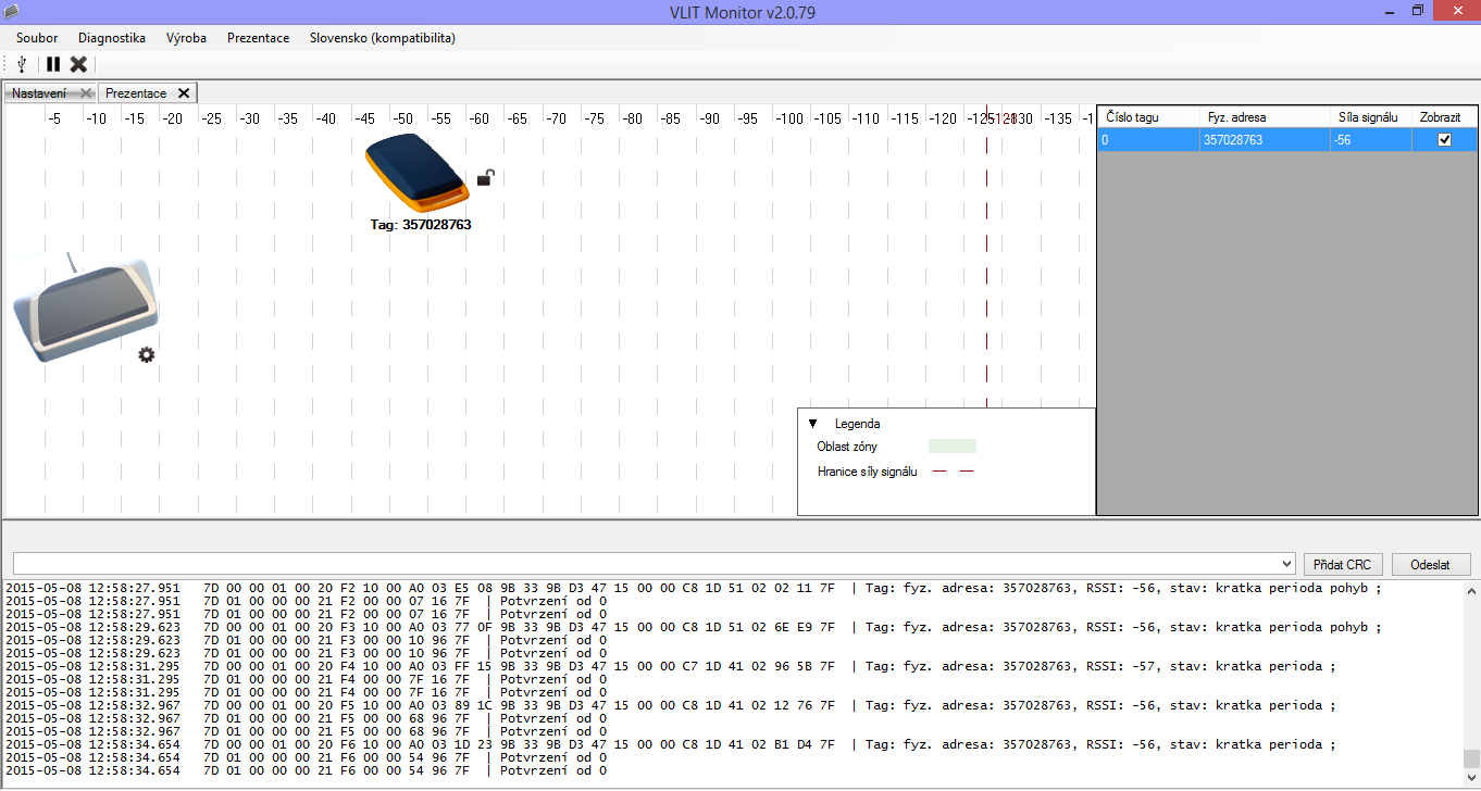 UTB ve Zlíně, Fakulta aplikované informatiky 48 Obrázek 21 Ukázka softwaru VLIT Monitor pro mapování síly signálu VLIT tagu 3.2 802.15.