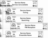 Informační systém 117 Vyhledávání kompletu DAB (pouze model typu 1/2-A) Propojení služby DAB (pouze model typu 1/2-A) [DAB-DAB zap/dab-fm vyp] DAB-DAB zap/dab-fm zap Stisknutím a podržením tlačítek