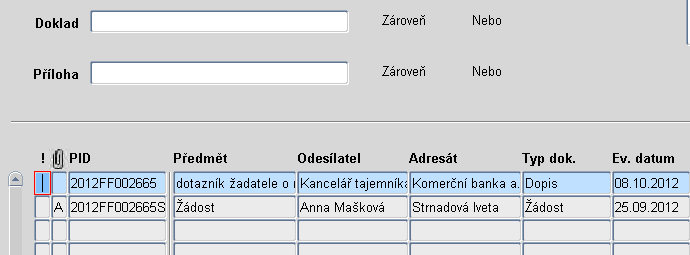 3.2 Formulář Vyhledávání dokumentů Formulář Vyhledávání dokumentů je určený k vyhledávání záznamů dokumentů ve spisové službě.