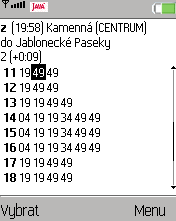 Na hlavní obrazovce programu zvolíte položku "Jízdní řády". V seznamu linek vyberete požadovanou linku. V seznamu zastávek dané linky vyberte tu, ze které chcete zobrazit jízdní řád.