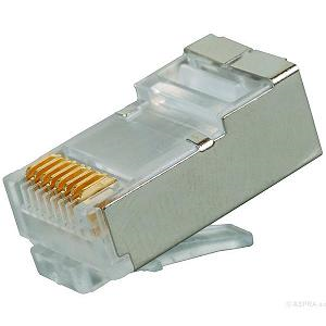 OEM: Konektor RJ45 8p8c STP, 50 µm Au, drát, CAT5e, stíněný Stíněný konektor RJ45 8p8c.
