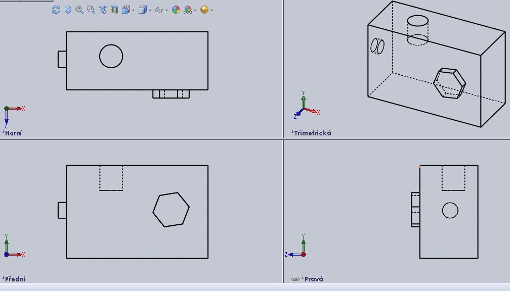 Práce v programu SolidWorks začínáme 2D nebo 3D skicou, v obou případech je skica základem 3D dílu.