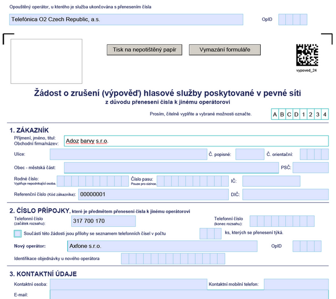 Obrázek č. 16: Formulář na přenesení čísel od O2 Telefonica Zdroj: http://www.ctu.cz/cs/download/vestniky/rok_2010/tv_15_2010_priloha.pdf 31.3.2012 4.