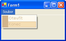 Vlastní kreslení private void menuitem_drawitem(object sender, System.Windows.Forms.DrawItemEventArgs e) { Font font = new Font("Verdana",10); Rectangle hranice = e.bounds; if(e.
