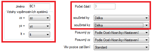 Obr. 13 Nastavení nezávislosti složek. V případě, že si nastavíte viz (obr. 14). Zadáváte mezi jednotlivými pevnými uzly přímo Obr.