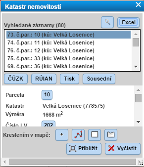 případně možnost pouze mapa kliknutím na šipku v rámci volby Tisk mapy se zobrazí nabídka formátu a orientace stránky, viz obrázek.