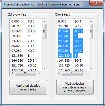 Kapitola 27 Příčné řezy: Zjistit příčný sklon (interpolací) Menu příčného řezu Pomůcky / Zjistit příčný sklon (interpolací) spustí nástroj pro výpočet příčných sklonů na právě budovaném řezu.