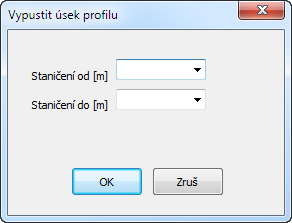 Sloučení dvou profilů Nulté příčné staničení přičítaného profilu bude umístěno na staničení, které bude vepsáno do okénka.