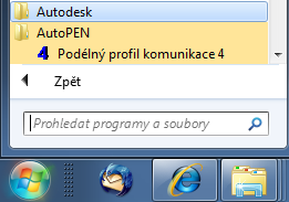 Kapitola 33 Pokyny pro rychlý začátek Spusťte program z menu Start/AutoPEN/Podélný profil komunikace. Rozprostřete hlavní okno programu přes celou obrazovku tlačítkem Otevřete panel Trasa tlačítkem.