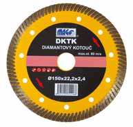 1 DIAMANTOVÉ KOTOUČE 1 1 Diamantové kotouče - řezné - TURBO SPEED DKTK5 Diamant. kotouč TURBO SPEED 5x22,2mm 517153144 DKTK5 Diamant. kotouč TURBO SPEED 5x22,2mm 517153151 DKTK150 Diamant.