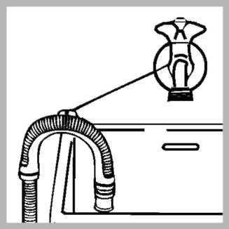 Připojení odtokové hadice Připojte vypouštěcí hadici k odpadovému potrubí nebo k odpadu ve stěně, nacházejícímu se ve výšce mezi 65 a 100 cm nad zemí. Ujistěte se, že hadice není ohnutá.
