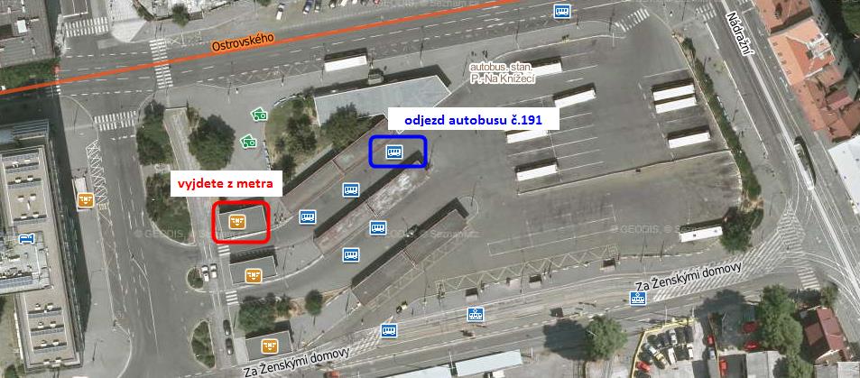 2. Z autobusového nádraží Na Knížecí, autobusem č. 191: Nádraží Holešovice je přímo na stanici metra (název: Nádraží Holešovice, trasa C). 1. V hlavním vestibulu metra si zakoupit lístky. 2.