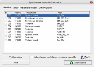 - Teploměr - zobrazení teploty pro konkrétní teplotní senzor, - IR ovladač - vizualizace IR ovladače, - Tlačítko - ovládání Uživatelských událostí.