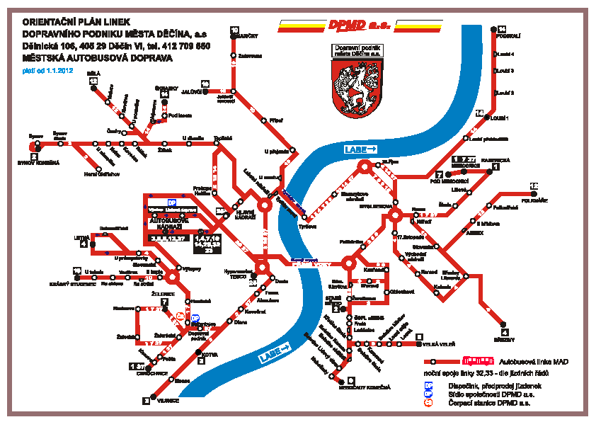 Obrázek 1 - Plán linek městské autobusové dopravy, zdroj: (3) Linky městské autobusové dopravy se obecně označují číslem 515 001 až 515 037.