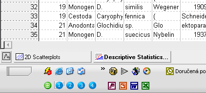 Analysis bar Oživení vybrané analýzy Výběr ze seznamu běžících analýz Grafické možnosti