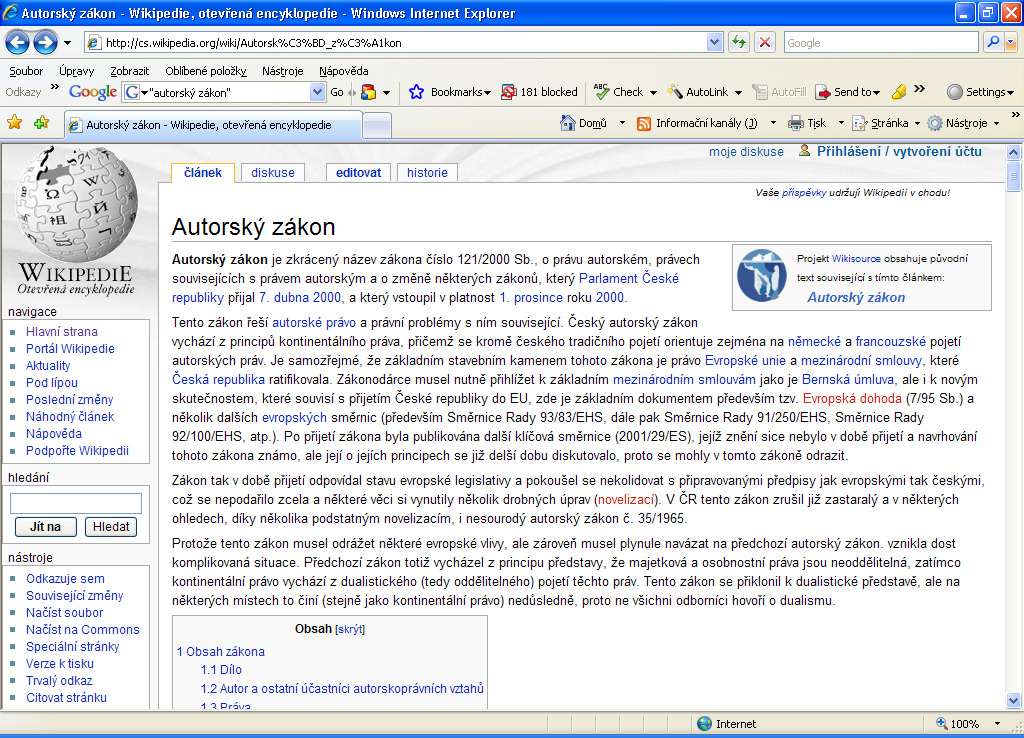 5. Wikipedia hodnotné komentáře Wikisource bere své texty ze serveru LexDATA, jsou v původním znění