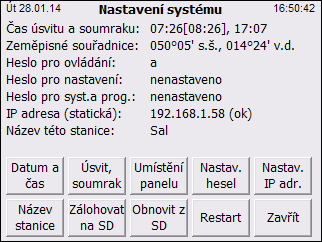 předchozí obrazovce provedené nastavení zapíše do zvolené DALI scény. Po této operaci je samozřejmě ještě vhodné vytvořit na nějaké obrazovce tlačítko pro tuto DALI scénu (např.