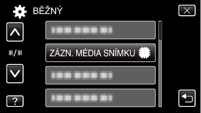 Nastavení menu ZÁZN MÉDIA VIDEA (GZ-HM650/GZ-HM655) Nastavuje záznamové/přehrávací médium pro videa ZÁZN MÉDIA SNÍMKU (GZ-HM650/GZ-HM655) Nastavuje záznamové/přehrávací médium pro statické snímky