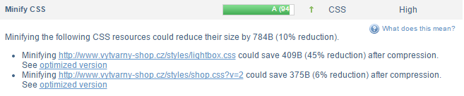 úpravy vedou k urychlenému načítání webových stránek. Doporučení a chyby byly analyzovány pomocí nástroje GTmetrix, jehož výstup demonstruje Obrázek 36.