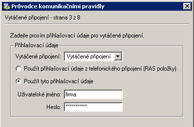5.1 Průvodce komunikačními pravidly Je-li počítač připojen do Internetu sít ovým adaptérem, stačí jej vybrat ze seznamu.