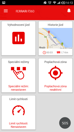 rychlosti deaktivace systému (služba Blue Mobile) historie jízd (nejedná se o knihu jízd; služba Orange Mobile) změna hesla mobilní aplikace nastavení vstupního kódu SOS volání (nahlášení krádeže;