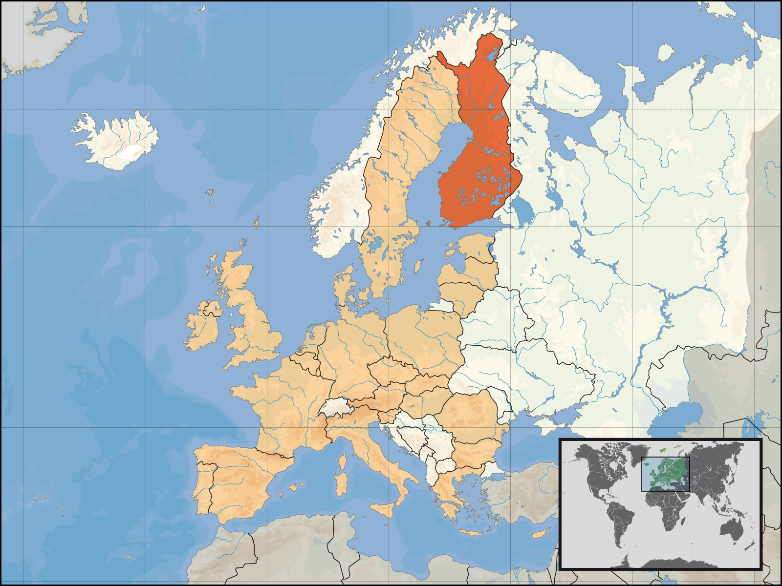 Zeměpisná poloha Finska ve