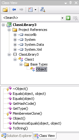 5.2 Solution Explorer a Class View Pomocí Solution Exploreru a Class View je možné jednoduchým způsobem pracovat se jednotlivými projekty, soubory, třídami, metodami a proměnnými.