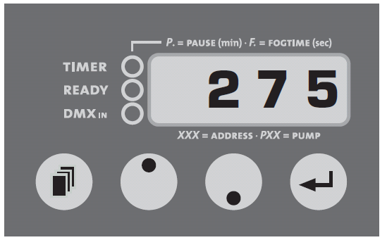 TIMER 18: display 17: žlutá dioda DMX IN 16: tlačítko ENTER 15:
