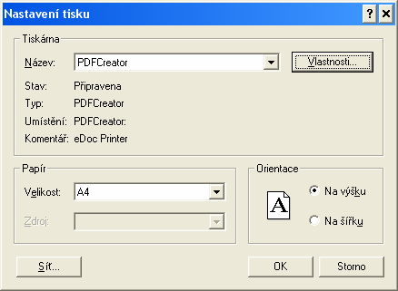 Tlačítko Tiskový formulář Horní menu pro editaci tiskových sestav V horním menu vybereme volbu Report a v následně rozbalené nabídce volbu Page Layout.