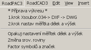 Roletových menu je v upravené horní liště okna systému 3 zleva doprava celkem o tři více než v neupravené horní liště AutoCADu. Do standardní horní lišty menu AutoCadu byla vložena menu č.
