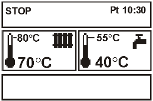 7.4 Nastavení teploty kotlové vody Požadovanou teplotu UV (kotle) je možno nastavit přímo z hlavního okna nebo v MENU programování kotle.