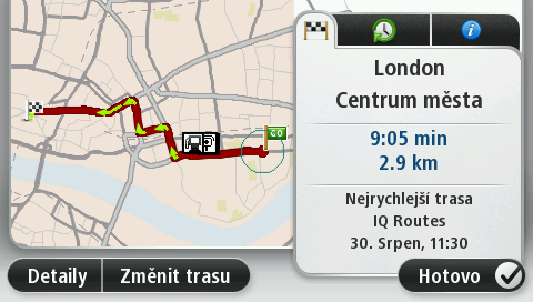 Poznámka: Používání dopravních informací ze služby Doprava TomTom může vyžadovat předplatné nebo přijímač.