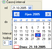 Moduly Snímání v režimu Časový interval V režimu Časový interval zvolte den a hodinu, kdy má snímaní začít a den a hodinu ukončení.