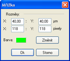 Hlavní okno programu 4.4. Zobrazení mřížky o definovaných rozměrech Na výběr jsou dva druhy mřížky o definovaných rozměrech.