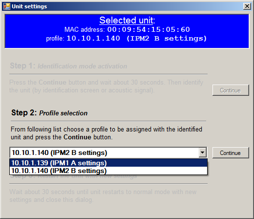Obr. 5 - Výběr profilu Pro daný IP monitor vybrat jeho profil