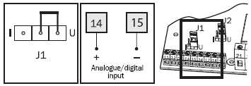 Analogový vstup Vstup Analog/Digital lze využít jako analogový pokud v parametru [500] je zvolena možnost 6 nebo 7.