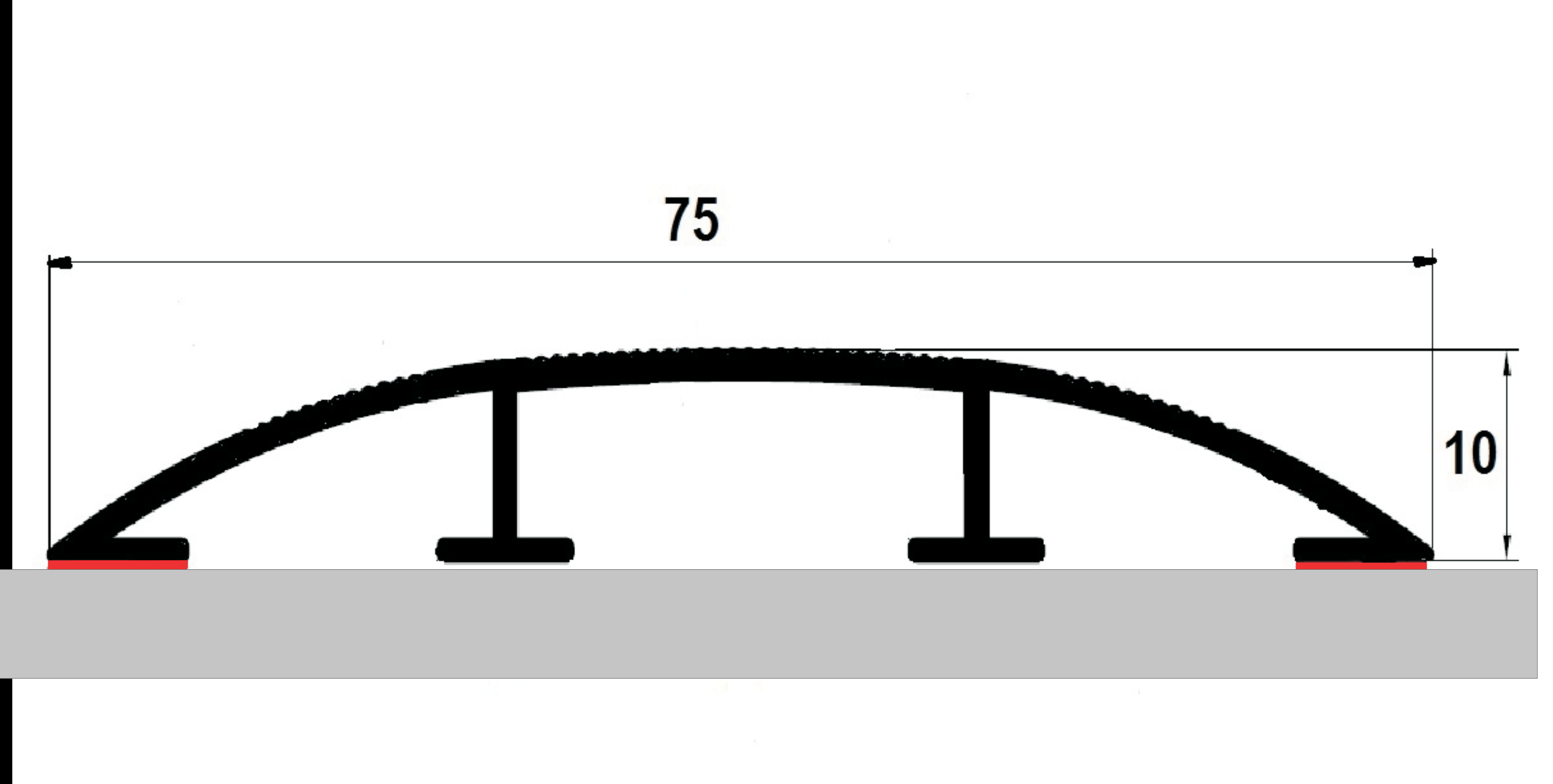 Profily PØECHODOVÉ / pro vedení kabelù Hliníkový pøechodový profil 75 mm pro vedení kabelù - samolepící Samolepící pøechodový profil o šíøce 75 mm.