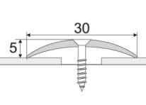 Pøechodov ý prof il oblý o šíøce 30 mm s upev nìním šrouby nebo samolepící. Je v hodný zejména pro pøechod podlah o stejné v ýšce, ale dokáže pøekonat i rozdíl v ýšek do 5 mm.
