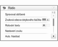 100 Úvod Mají-li být čas a datum nastavovány automaticky, vyberte možnost Zapnuto - RDS. Mají-li být čas a datum nastavovány ručně, vyberte možnost Vypnuto - manuální.