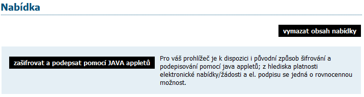 Obrázek 52: Průběh šifrování a přenosu souboru na server bez použití java appletů Jestliže je detekován typ a verze prohlížeče podporující obě možnosti, pak systém primárně použije šifrování a