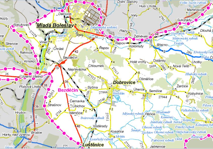 dopravní infrastrukturu v Dobrovici a okolí. Dopravní dostupnost je zde řešena především silnicemi III. třídy, které jsou rozvětvené z Dobrovice všemi směry. Ze západu obklopuje Dobrovici silnice I.