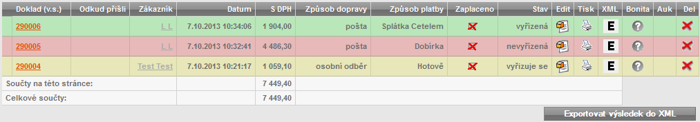 241 / 258 Údaje je možno editovat také při rozkliknutí konkrétní objednávky, odkaz Editovat. Sloupec Datum v objednávce nás informuje o datu a času uskutečnění objednávky.