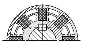 Pružné spojky s nekovovými členy Pružná spojka s hranoly Spojka přenáší krouticí moment pomocí pryžových dílů, ty jsou umístěny v drážkách na obou částech spojky (jeden spojkový kotouč má drážky pro