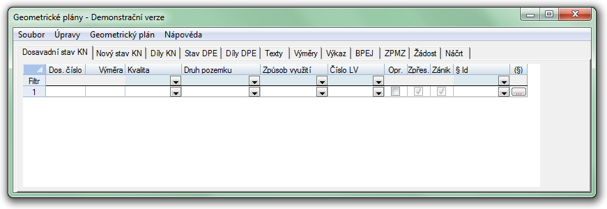 Odstranit vybranu parcelu - smaže ze seznamu značený řádek Zrušit návrh změny - kmpletně vymaže celý seznam Seřadit dle PČ - seřadí parcely pdle parcelních čísel Seřadit dle stavu - seřadí parcely