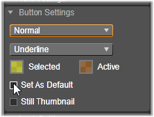 Nastavení tlačítka Panel Nastavení tlačítka se nachází vpravo od náhledu Editoru menu. Modul disku Panel Nastavení tlačítka je součástí Editoru menu.