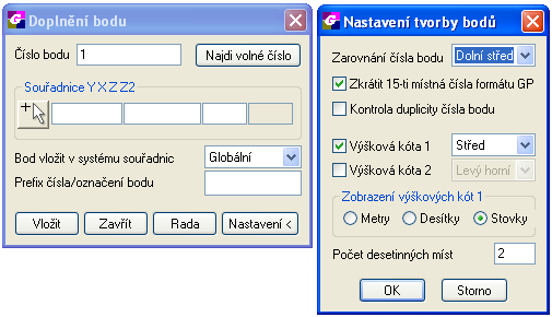 2.4 ČÍSLA BODŮ VE 3D POHLEDU Jedná se o přepínač. Pokud je zapnut, tak se u čísel podrobných bodů objeví popisek obsahující číslo bodu. Využití je především v natočeném 3d pohledu. 2.