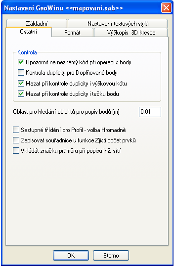 V těchto nastaveních definujete parametry převodu na 3D křivku.